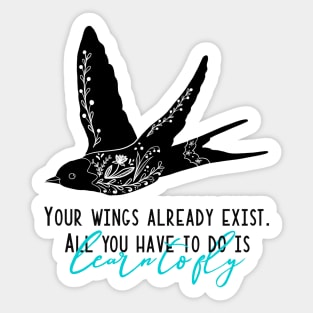 Modern folklore style bird with inspirational quote Sticker